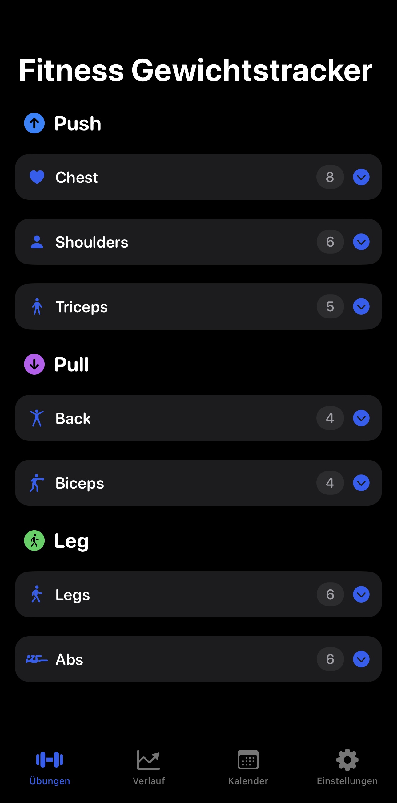 Fitness Gewichtstracker App Screenshot